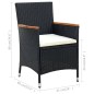 vidaXL Set Mobili da Giardino 9 pz con Cuscini in Polyrattan Nero