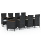 vidaXL Set Mobili da Giardino 9 pz con Cuscini in Polyrattan Nero vidaXL Set Mobili da Giardino 9 pz con Cuscini in Polyrattan Nero