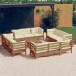 vidaXL Set Divani da Giardino 13 pz con Cuscini Crema in Legno di Pino vidaXL Set Divani da Giardino 13 pz con Cuscini Crema in Legno di Pino