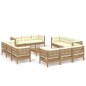 vidaXL Set Divani da Giardino 13 pz con Cuscini Crema in Legno di Pino vidaXL Set Divani da Giardino 13 pz con Cuscini Crema in Legno di Pino