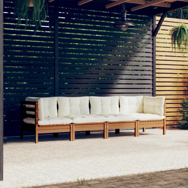 vidaXL Set Divani da Giardino 4 pz con Cuscini Legno Massello di Pino vidaXL Set Divani da Giardino 4 pz con Cuscini Legno Massello di Pino