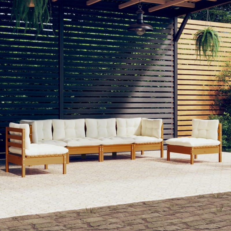 vidaXL Set Divani da Giardino 6 pz con Cuscini Legno Massello di Pino vidaXL Set Divani da Giardino 6 pz con Cuscini Legno Massello di Pino