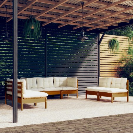 vidaXL Set Divani da Giardino 7 pz con Cuscini Legno Massello di Pino