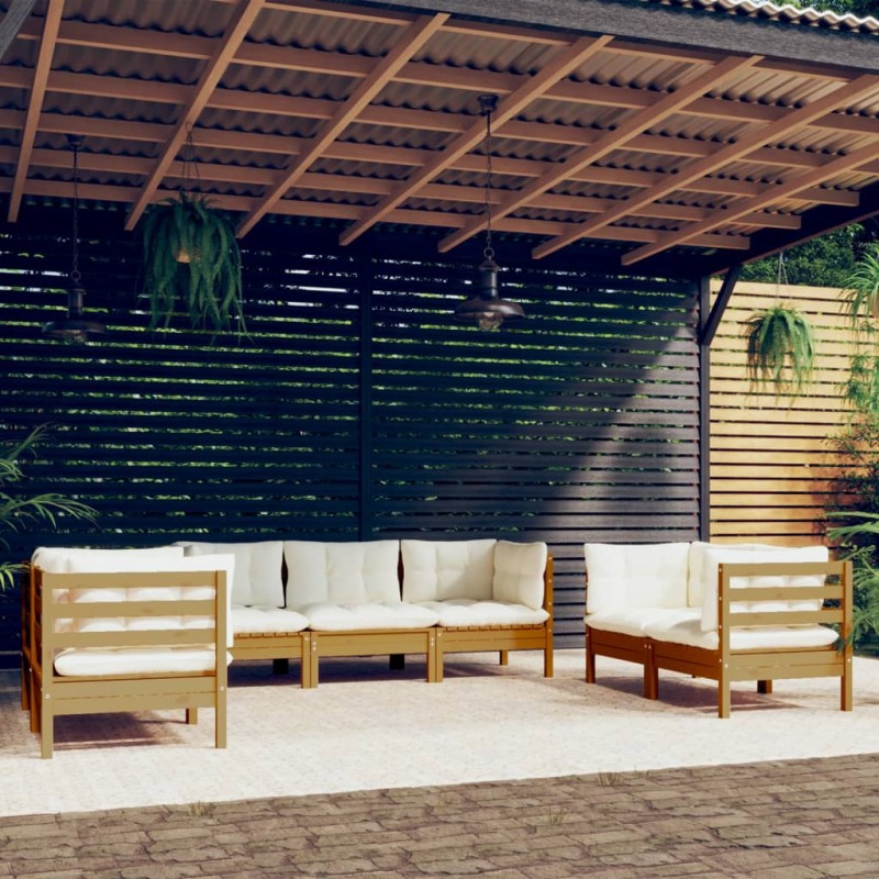 vidaXL Set Divani da Giardino 7 pz con Cuscini in Legno di Pino vidaXL Set Divani da Giardino 7 pz con Cuscini in Legno di Pino