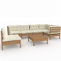 vidaXL Set Divani da Giardino 7 pz con Cuscini Miele Legno di Pino vidaXL Set Divani da Giardino 7 pz con Cuscini Miele Legno di Pino