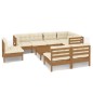 vidaXL Set Divani da Giardino 9 pz con Cuscini Miele Legno di Pino