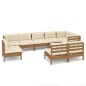 vidaXL Set Divani da Giardino 9 pz con Cuscini Miele in Legno di Pino