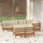 vidaXL Set Divani da Giardino 7 pz con Cuscini Miele in Legno di Pino vidaXL Set Divani da Giardino 7 pz con Cuscini Miele in Legno di Pino