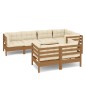 vidaXL Set Divani da Giardino 7 pz con Cuscini Miele in Legno di Pino vidaXL Set Divani da Giardino 7 pz con Cuscini Miele in Legno di Pino