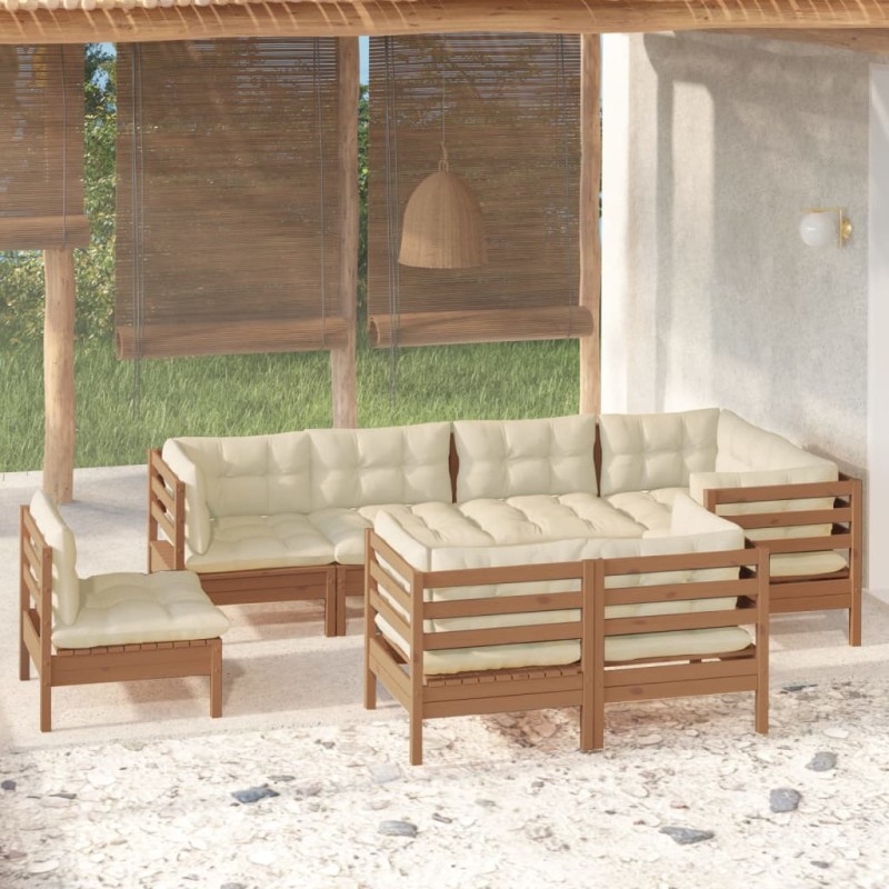 vidaXL Set Divani da Giardino 8 pz con Cuscini Miele Legno di Pino