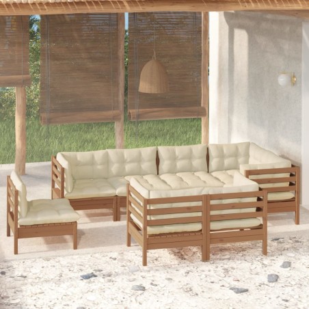 vidaXL Set Divani da Giardino 8 pz con Cuscini Miele Legno di Pino