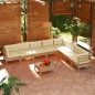 vidaXL Set Divani da Giardino 9 pz con Cuscini Miele Legno di Pino vidaXL Set Divani da Giardino 9 pz con Cuscini Miele Legno di Pino