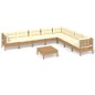 vidaXL Set Divani da Giardino 9 pz con Cuscini Miele Legno di Pino vidaXL Set Divani da Giardino 9 pz con Cuscini Miele Legno di Pino