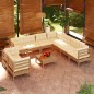 vidaXL Set Divani da Giardino 10 pz con Cuscini Miele Legno di Pino