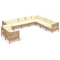 vidaXL Set Divani da Giardino 10 pz con Cuscini Miele Legno di Pino vidaXL Set Divani da Giardino 10 pz con Cuscini Miele Legno di Pino