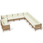 vidaXL Set Divani da Giardino 11 pz con Cuscini Miele Legno di Pino