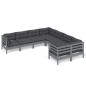 vidaXL Set Divani da Giardino 8 pz con Cuscini Grigi Massello di Pino