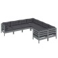 vidaXL Set Divani da Giardino 8 pz con Cuscini Grigi Massello di Pino