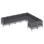 vidaXL Set Divani da Giardino 9 pz con Cuscini Grigi Massello di Pino vidaXL Set Divani da Giardino 9 pz con Cuscini Grigi Massello di Pino