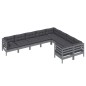 vidaXL Set Divani da Giardino 9 pz con Cuscini Grigi Massello di Pino vidaXL Set Divani da Giardino 9 pz con Cuscini Grigi Massello di Pino