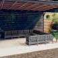 vidaXL Set Divani da Giardino 11 pz con Cuscini Grigi Massello di Pino vidaXL Set Divani da Giardino 11 pz con Cuscini Grigi Massello di Pino