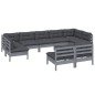 vidaXL Set Divani da Giardino 9 pz con Cuscini Grigi Massello di Pino vidaXL Set Divani da Giardino 9 pz con Cuscini Grigi Massello di Pino