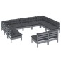 vidaXL Set Divani da Giardino 11 pz con Cuscini Grigi Massello di Pino vidaXL Set Divani da Giardino 11 pz con Cuscini Grigi Massello di Pino