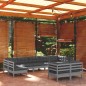vidaXL Set Divani da Giardino 9 pz con Cuscini Grigi Massello di Pino
