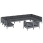 vidaXL Set Divani da Giardino 12 pz con Cuscini Grigi Massello di Pino vidaXL Set Divani da Giardino 12 pz con Cuscini Grigi Massello di Pino