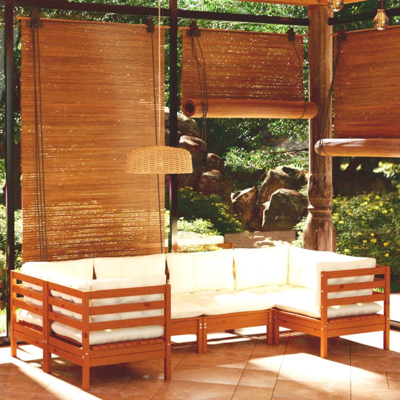 vidaXL Set Divani da Giardino 6 pz con Cuscini Miele Legno di Pino vidaXL Set Divani da Giardino 6 pz con Cuscini Miele Legno di Pino
