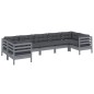 vidaXL Set Divani da Giardino 7 pz con Cuscini Grigi Massello di Pino vidaXL Set Divani da Giardino 7 pz con Cuscini Grigi Massello di Pino