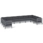 vidaXL Set Divani da Giardino 10 pz con Cuscini Grigi Massello di Pino vidaXL Set Divani da Giardino 10 pz con Cuscini Grigi Massello di Pino