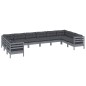 vidaXL Set Divani da Giardino 10 pz con Cuscini Grigi Massello di Pino vidaXL Set Divani da Giardino 10 pz con Cuscini Grigi Massello di Pino