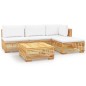vidaXL Set Divani da Giardino 5 pz con Cuscini Legno Massello di Teak vidaXL Set Divani da Giardino 5 pz con Cuscini Legno Massello di Teak