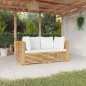 vidaXL Divani Angolari da Giardino con Cuscini 2pz Legno Massello Teak vidaXL Divani Angolari da Giardino con Cuscini 2pz Legno Massello Teak