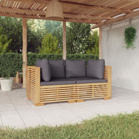 vidaXL Divani Angolari da Giardino con Cuscini 2pz Legno Massello Teak