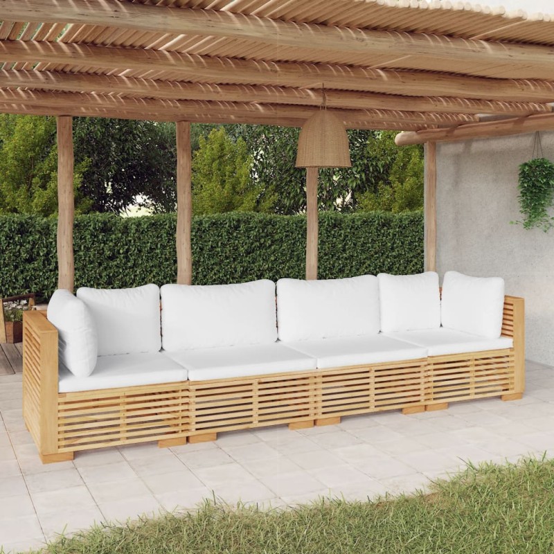 vidaXL Set Divani da Giardino 4 pz con Cuscini Legno Massello di Teak vidaXL Set Divani da Giardino 4 pz con Cuscini Legno Massello di Teak