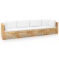 vidaXL Set Divani da Giardino 4 pz con Cuscini Legno Massello di Teak vidaXL Set Divani da Giardino 4 pz con Cuscini Legno Massello di Teak