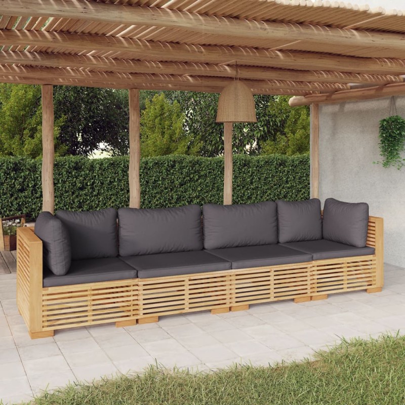 vidaXL Set Divani da Giardino 4 pz con Cuscini Legno Massello di Teak vidaXL Set Divani da Giardino 4 pz con Cuscini Legno Massello di Teak