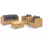 vidaXL Set Divani da Giardino 5 pz con Cuscini Legno Massello di Teak vidaXL Set Divani da Giardino 5 pz con Cuscini Legno Massello di Teak