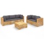 vidaXL Set Divani da Giardino 6 pz con Cuscini Legno Massello di Teak vidaXL Set Divani da Giardino 6 pz con Cuscini Legno Massello di Teak