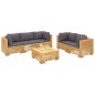 vidaXL Set Divani da Giardino 6 pz con Cuscini Legno Massello di Teak vidaXL Set Divani da Giardino 6 pz con Cuscini Legno Massello di Teak