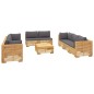 vidaXL Set Divani da Giardino 9 pz con Cuscini Legno Massello di Teak