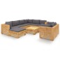 vidaXL Set Divani da Giardino 10 pz con Cuscini Legno Massello di Teak