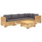 vidaXL Set Divani da Giardino 6 pz con Cuscini Legno Massello di Teak