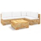 vidaXL Set Divani da Giardino 5 pz con Cuscini Legno Massello di Teak vidaXL Set Divani da Giardino 5 pz con Cuscini Legno Massello di Teak