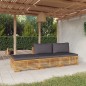 vidaXL Set Divani da Giardino 3 pz con Cuscini Legno Massello di Teak