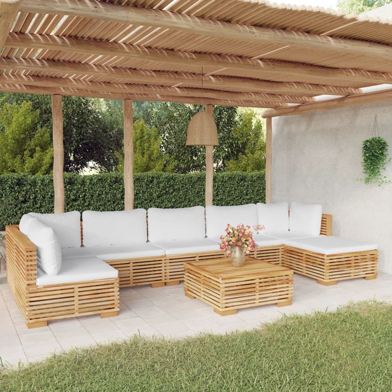 vidaXL Set Divani da Giardino 8 pz con Cuscini Legno Massello di Teak vidaXL Set Divani da Giardino 8 pz con Cuscini Legno Massello di Teak