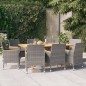 vidaXL Set da Pranzo per Giardino 9 pz con Cuscini Grigio vidaXL Set da Pranzo per Giardino 9 pz con Cuscini Grigio