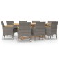 vidaXL Set da Pranzo per Giardino 9 pz con Cuscini Grigio vidaXL Set da Pranzo per Giardino 9 pz con Cuscini Grigio